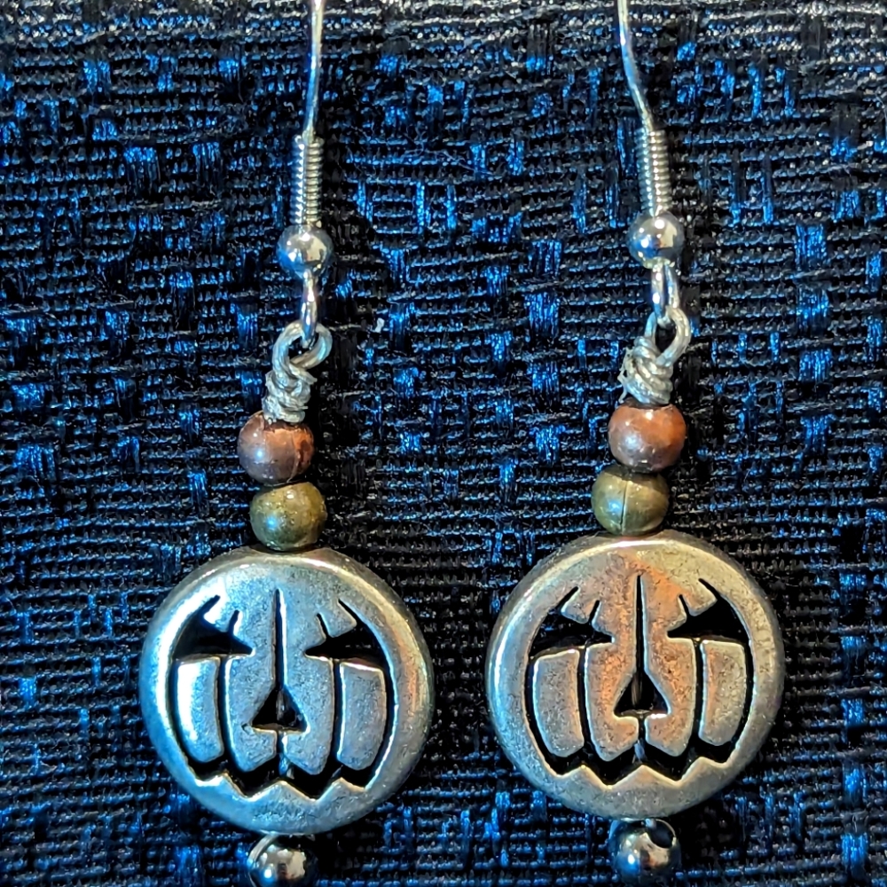 Halloween Bronze/Gold/Silver Pumpkin Earrings